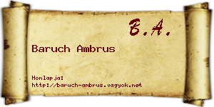 Baruch Ambrus névjegykártya
